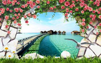 Tranh dán tường phong cảnh biển 3D YD141