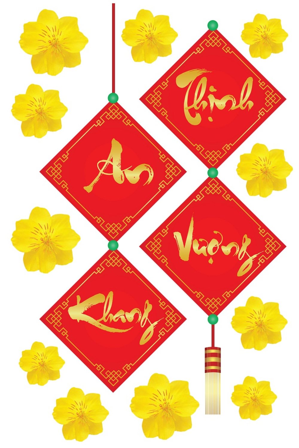 Combo Decal Trang Trí Tết Happy New Year Bính Ngọ 2026