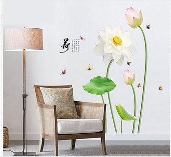 Decal dán tường hoa sen trắng