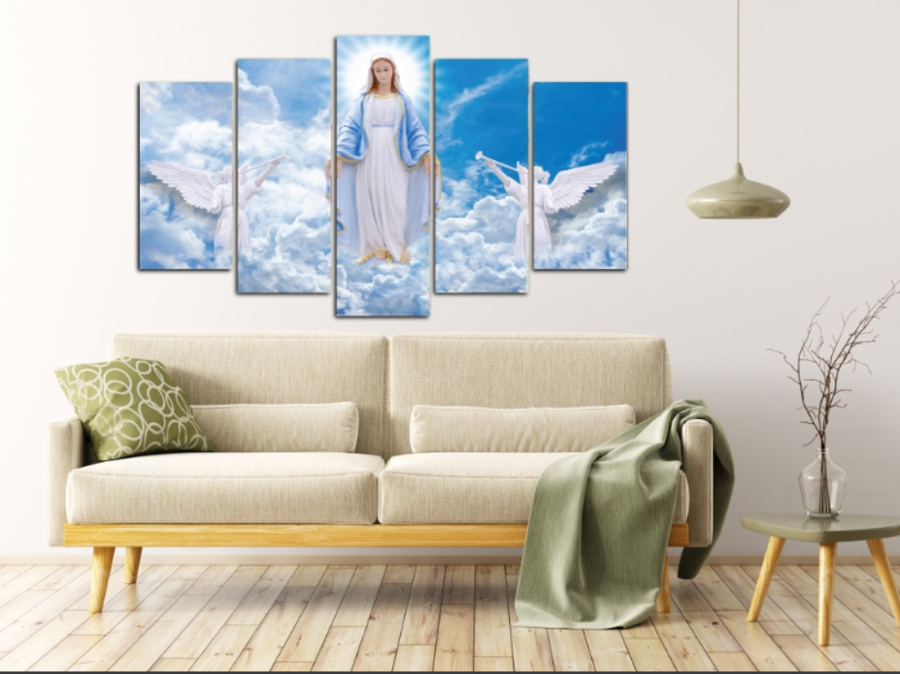 Tranh treo tường Đức Mẹ Maria cách điệu size 5 tấm