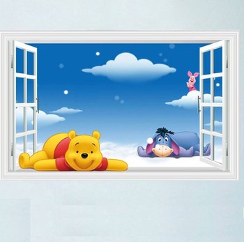 Decal dán tường cửa sổ gấu Pooh