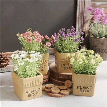 Chậu hoa Plant Box vuông để bàn trắng