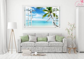 3D-Kokosnussbaum-Fenster-Landschaftswandmalerei