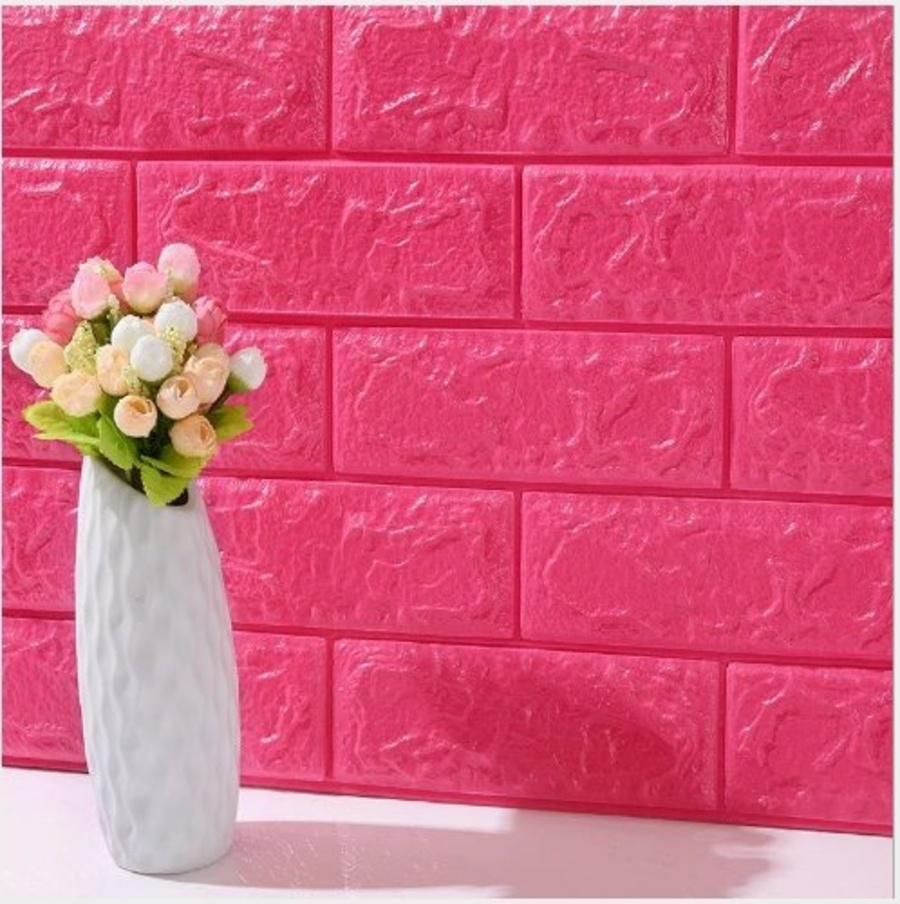[Cao Cấp] xốp đá dán tường 3D màu hồng đậm