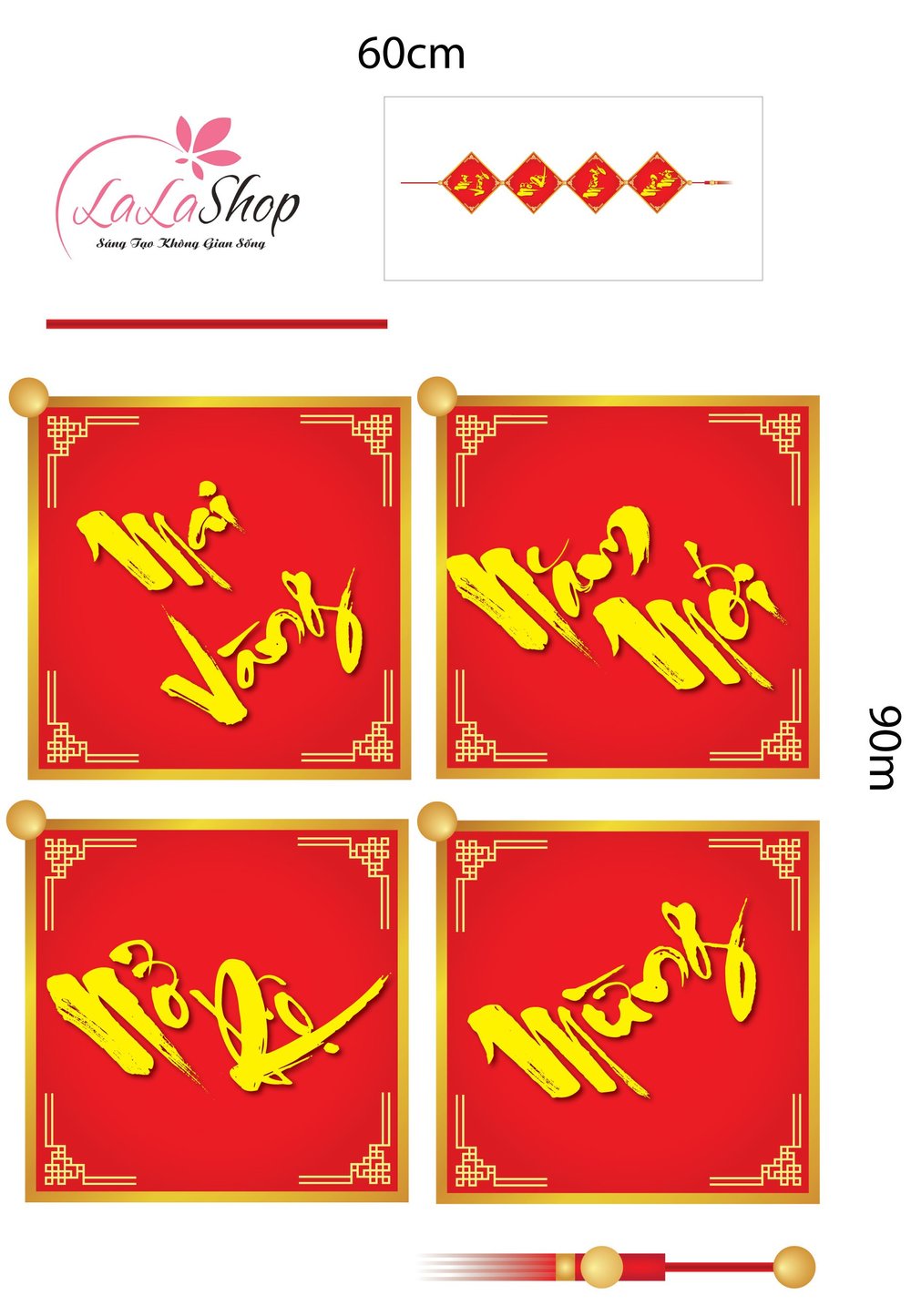 Combo Decal Trang Trí Tết Xuân An Khang Phú Quý