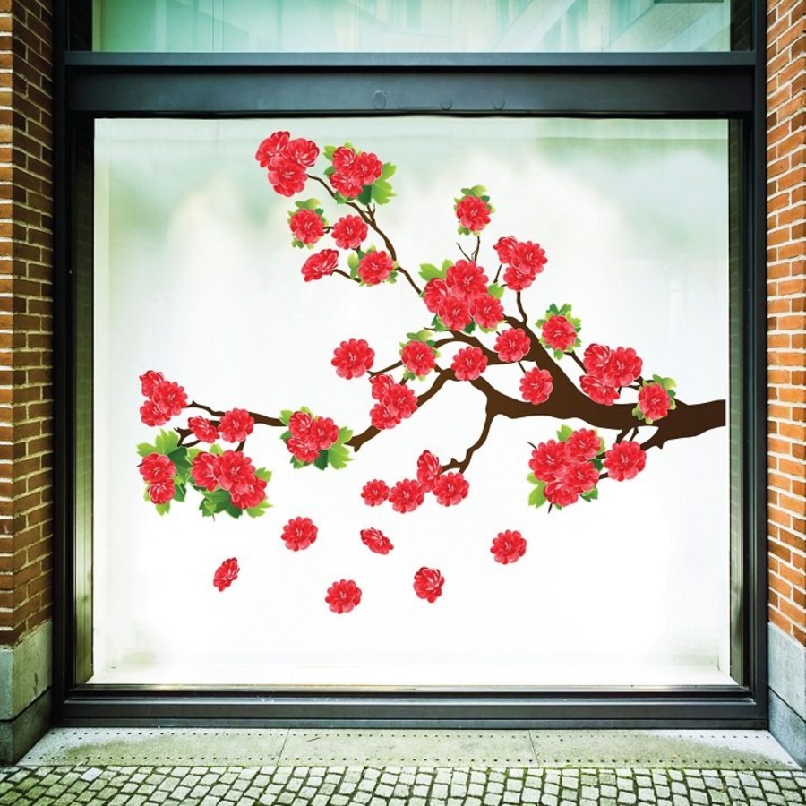 Decal trang trí tết Đào hồng đón xuân 4