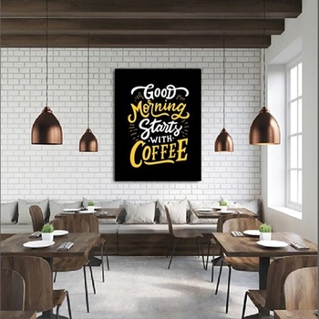 Chào buổi sáng bắt đầu với bức tranh tường cà phê