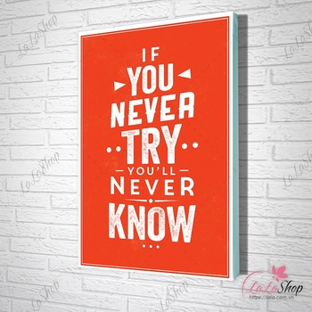 Tranh slogan if you never try you'll never know