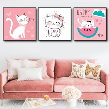 Tranh treo tường mèo hồng