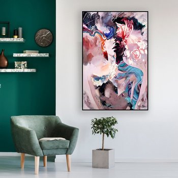 Tranh sơn dầu cô gái đầy màu sắc nghệ thuật trừu tượng