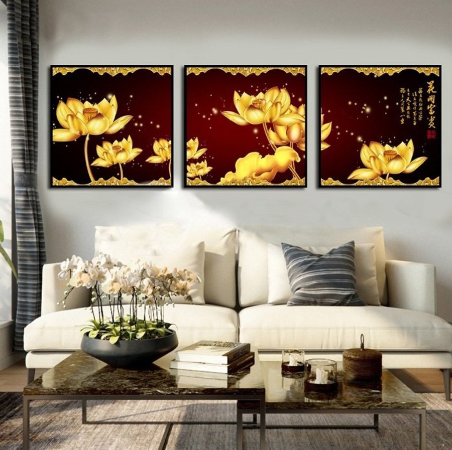 130 mẫu tranh hoa sen treo tường phòng khách đẹp nhất 2023