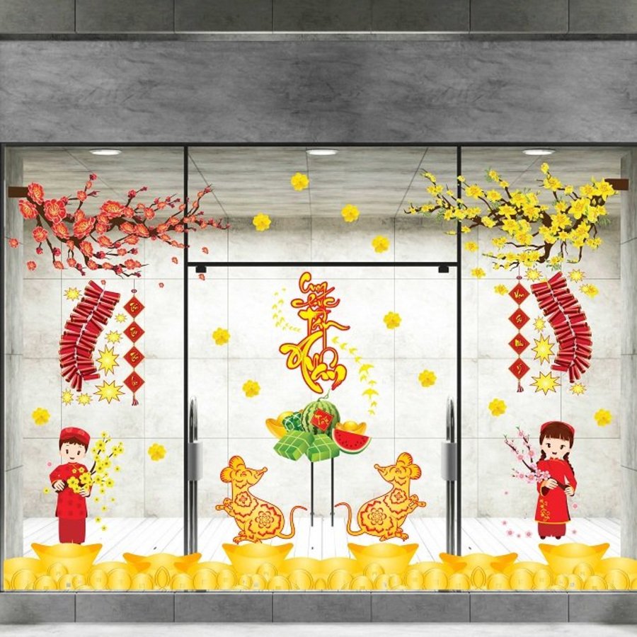 Combo Decal Trang Trí Cửa Kính Ngày Tết 51