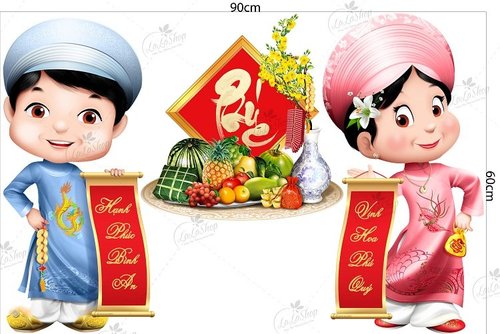 Combo Decal Trang Trí Tết Xuân An Khang Phú Quý