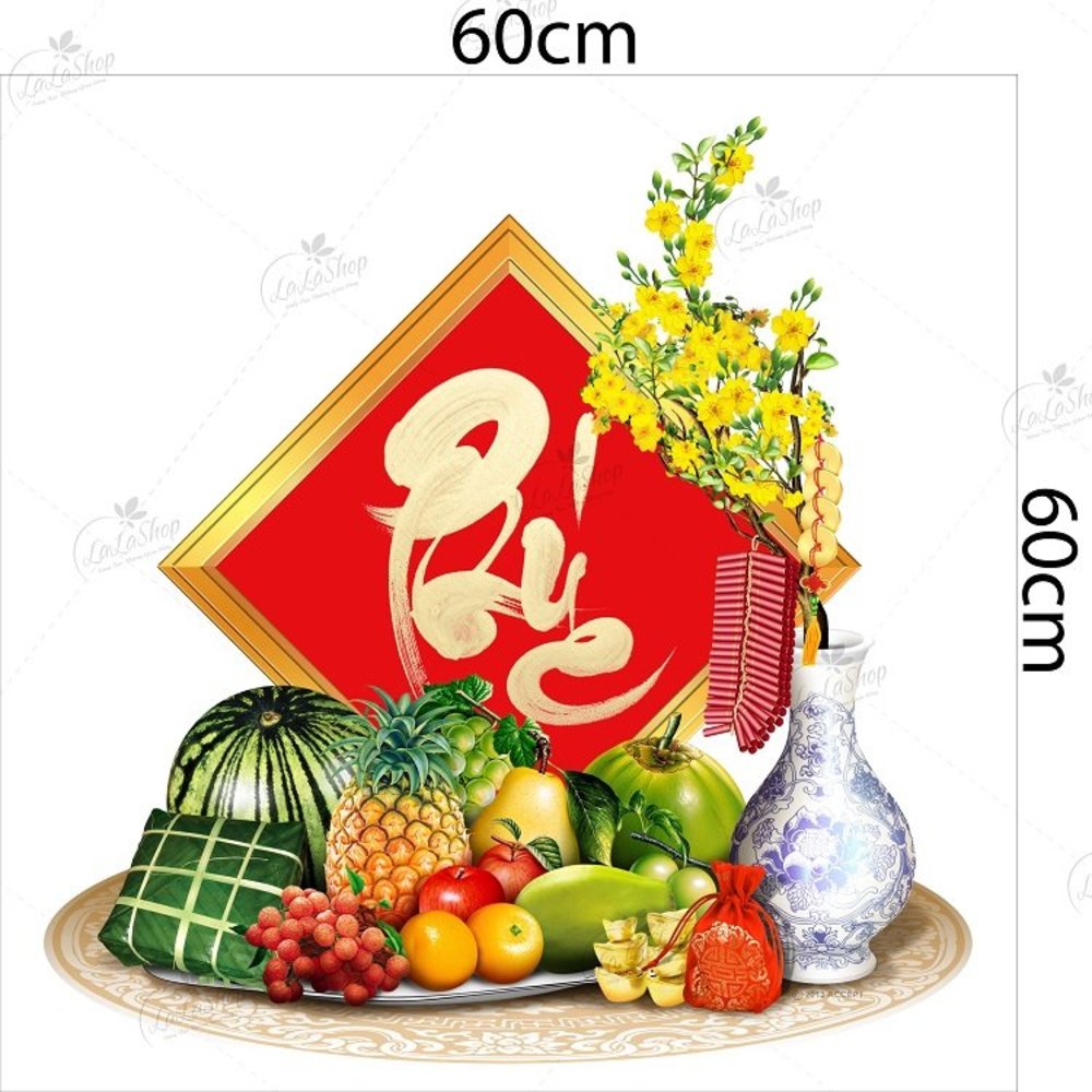 Combo decal trang trí tết lân vàng đón xuân
