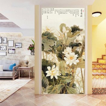 Tranh dán tường ao sen 3d