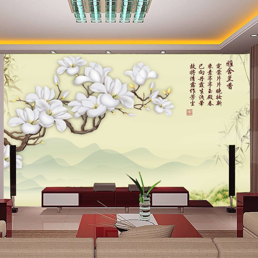 tranh dán tường hoa và sơn cảnh