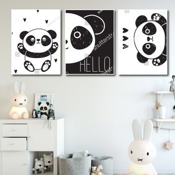 Schwarz-Weiß-Wandmalerei Lustiger Panda