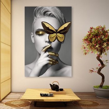 Gelber Schmetterling und Mädchen Wandmalerei