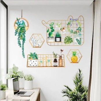 Decal dán tường chậu cây xanh