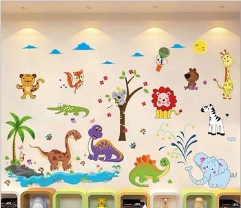Combo Decal dán tường vườn thú và khủng long