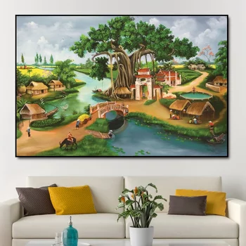 Vẽ tranh tường cổng làng 2