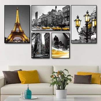 Bức tranh tường Paris màu vàng
