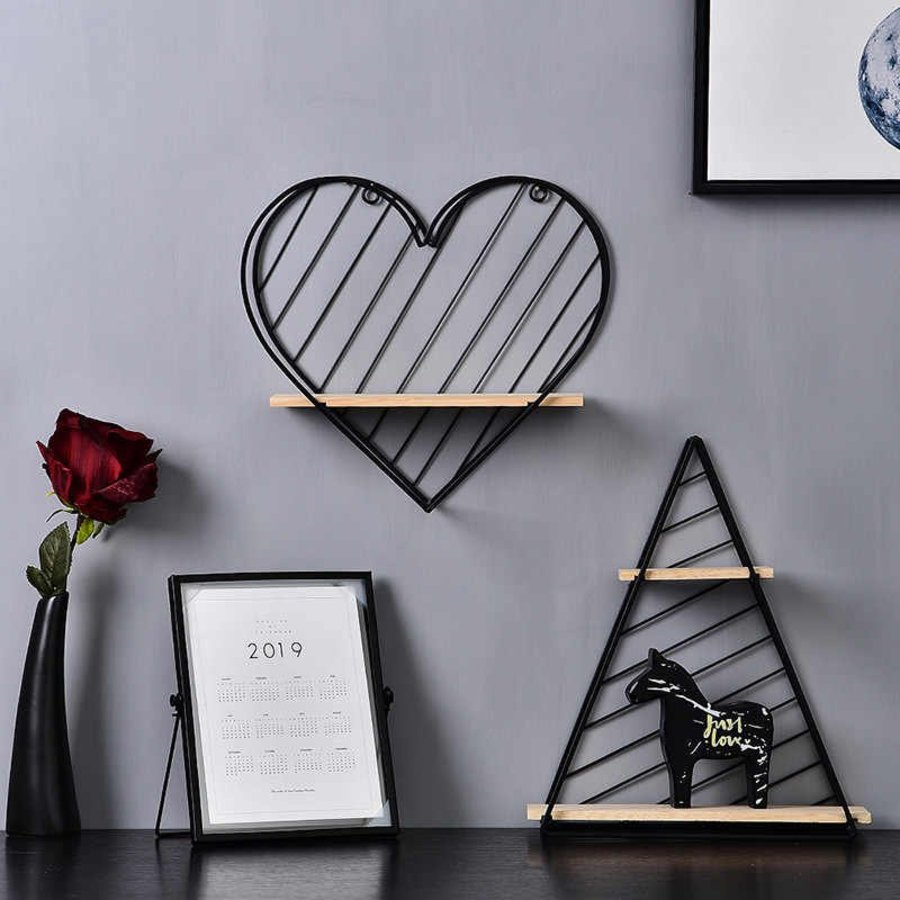 Kệ Gỗ Khung Sắt Trang Trí Hình Trái Tim 2