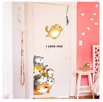 Decal dán tường đàn mèo dễ thương