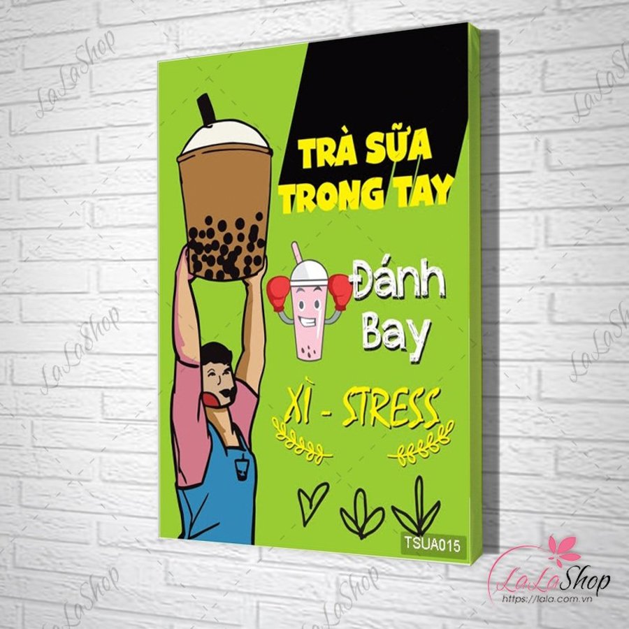 Tranh Văn Phòng Trà Sữa Trong Tay Đánh Bay Xì Stress
