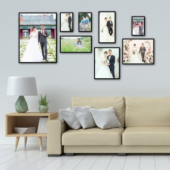 Bộ 8 khung ảnh cưới treo tường trang trí: Với bộ 8 khung ảnh cưới treo tường trang trí, bạn có thể tạo ra một bức tranh lớn đầy cảm xúc và thú vị. Những bức ảnh cưới đẹp được tạo thành từ các khung ảnh treo tường sẽ giúp bạn lưu giữ những kỷ niệm đáng nhớ của đời mình mãi mãi.