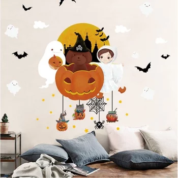 Decal trang trí halloween bóng ma và bí ngô