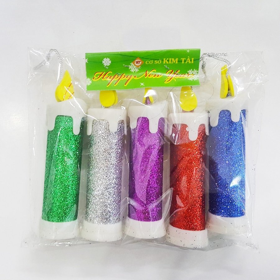Đồ trang trí noel cây nến kim tuyến lớn