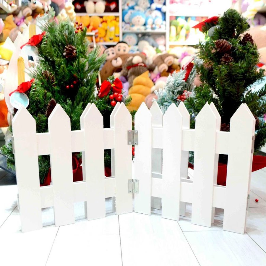 Đồ trang trí noel hàng rào trắng cao 30cm