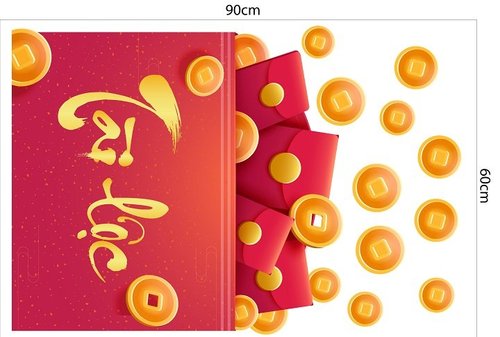 Combo Decal Trang Trí Tết Mừng Xuân Bính Ngọ Tài lộc May Mắn 2026