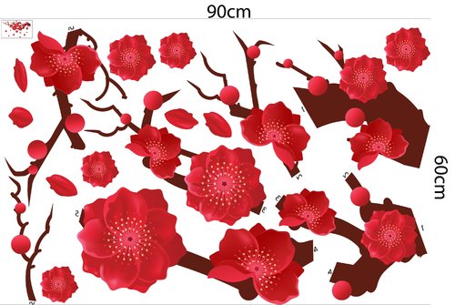 Combo Decal Trang Trí Tết Bính Ngọ 2026 Mai Đào Khoe Sắc