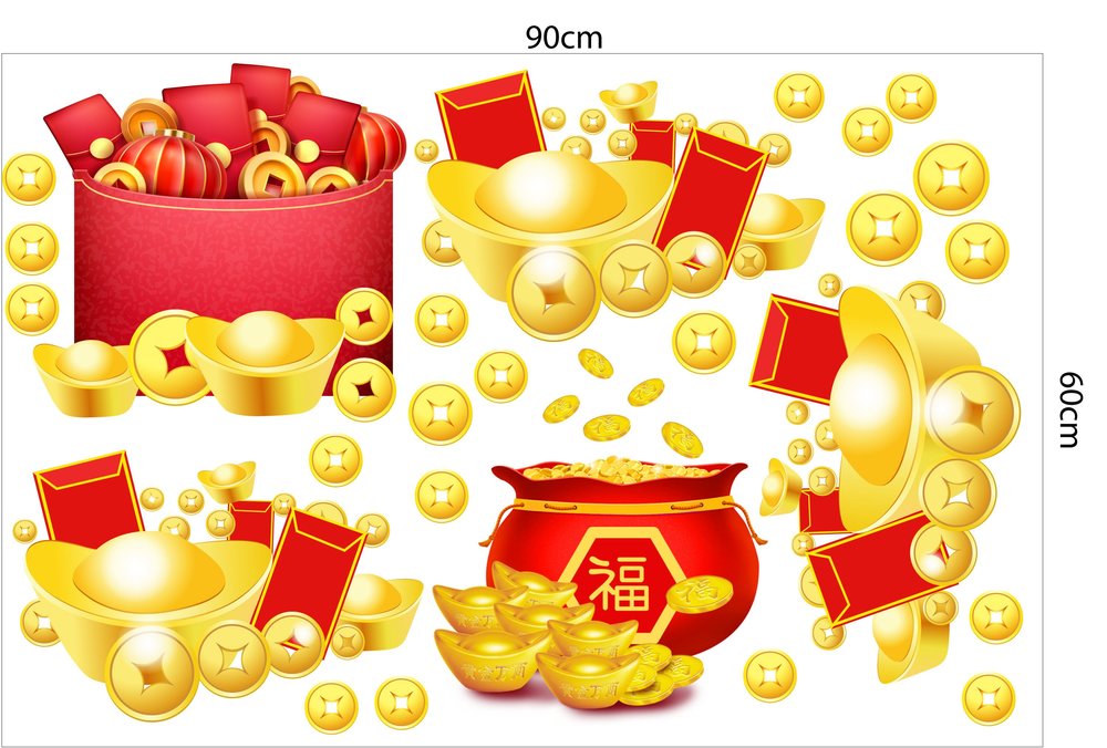 Combo Decal Trang Trí Tết Én Vàng Đón Xuân Bính Ngọ 2026