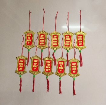 Dây lộc treo trang trí tết câu chúc và hoa mai (bộ 10 dây)