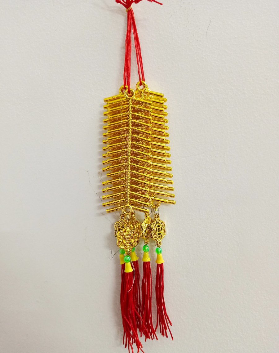 Combo 5 dây lộc treo trang trí tết dây pháo vàng và đồng tiền tài lộc (66)