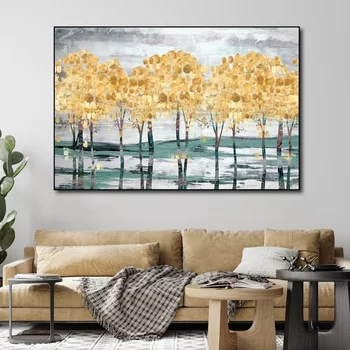 tranh treo tường rừng cây lá vàng 2