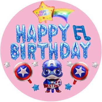 Set Bóng Trang Trí Sinh Nhật Happy Birthday Captain America blue