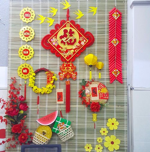 Mành Tăm Tre Làm Tiểu Cảnh Trang Trí Tết