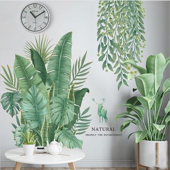 Decal dán tường lá xanh và lá phủ trần