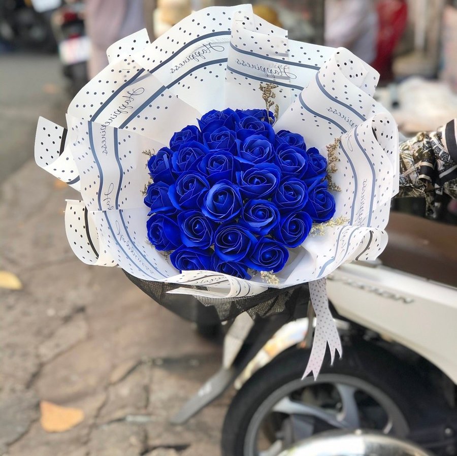 Bó 20 hoa sáp thơm sắc xanh