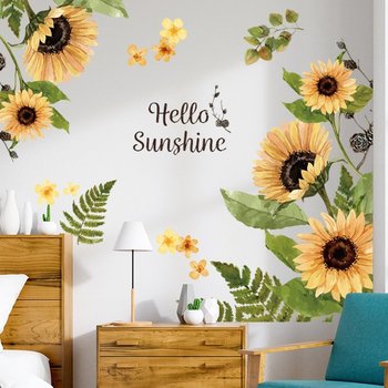 Decal dán tường hoa hướng dương hello sunshine