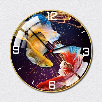 Kunst-Goldfisch-Weinlese-Uhr