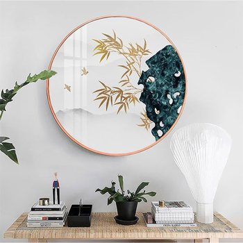 Tranh Tròn Tráng Gương Cành Trúc Nghệ Thuật