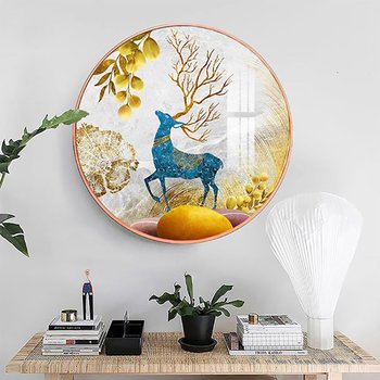Tranh Tròn Tráng Gương Hươu Hoa Nghệ Thuật 2