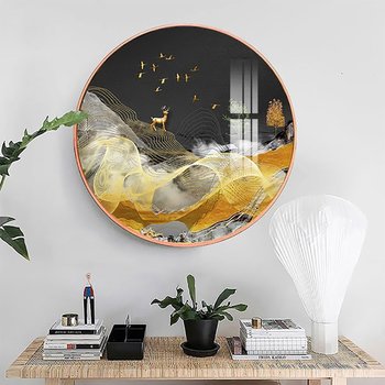 Tranh Tròn Tráng Gương Hươu Vàng Nghệ Thuật 7