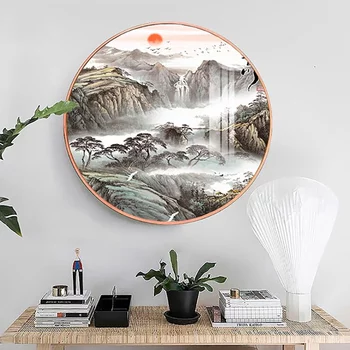 Bemalte runde Spiegelwassertintenmalerei Thuy Huu Tinh 12