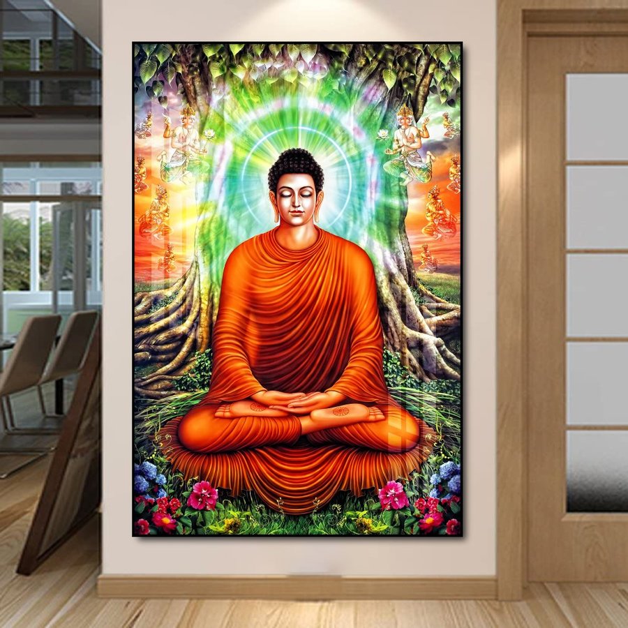 Tranh Đức Phật Thích Ca Mâu Ni Ngồi Dưới Gốc Bồ Đề
